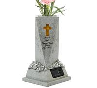 Vaso da Cimitero con Luce Solare - Decorazioni per Tombe per Lapidi | Portafiori Commemorativo con Design Aperto e Riempibile | Vaso in Resina Resistente per Memoriali al Cimitero