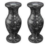 Vaso da cimitero in marmo naturale, vasi da fiori in marmo con fori di drenaggio, per tavolo di casa, fiori del cimitero, decorazioni commemorative per tombe (nero, 2 pezzi)