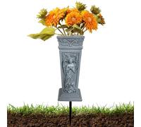 Vaso da cimitero - Vaso con statua di angelo in resina, portafiori impermeabile per tomba, contenitore commemorativo decorativo, tributo all'aperto di lunga durata | per il cimitero dei genit