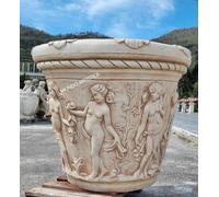 Vaso Da Esterno, Grande Fioriera, Orcio Da Giardino In Cemento Marmo Ø 83 - H 70