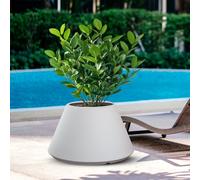 Vaso da Esterno Interno Design Conico Ø60x35 cm Stromboli in Resina Bianco