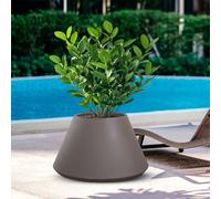 Vaso da Esterno Interno Design Conico Ø60x35 cm Stromboli in Resina Tortora