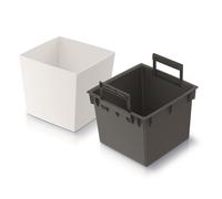 Vaso da fiori 2 in 1 con vaso interno, vaso per piante e erbe, in plastica, quadrato, 29,5 cm x 29,5 cm x 29 cm (bianco)