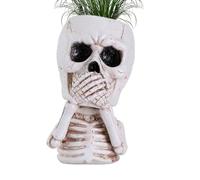 Vaso da fiori a forma di teschio, vaso da fiori gotico, in resina, vaso per piante, scheletro in resina, Halloween, vasi gotici per la casa