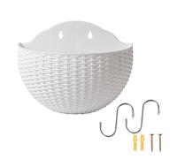 Vaso da fiori a semicerchio in stile rattan, cesto decorativo sicuro di sé, elegante vaso da appendere all'aperto, sistema di drenaggio per casa, ufficio, terrazza, travi