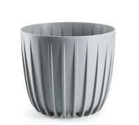Vaso da fiori basso, grigio, a righe, 24x21 cm