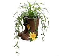 Vaso da fiori creativo a forma di stivali da pioggia in resina per giardino e balcone, dipinto a mano per decorazione in, 13,5 x 11,5 x 12 cm, per piccole piante come regalo