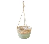 Vaso da fiori da 25 cm di diametro, in argilla, per piante, vaso da fiori, cesto da appendere, cesto per piante naturale, cestino sospeso, 18 cm di diametro (verde, taglia unica)