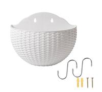 Vaso Da Fiori Da Appendere A Parete,Vasi Per Piante Da Esterno,Fioriera Da Parete Per Piante Da Esterno,fiori In Finto Rattan, Semicerchio Da Appendere All'aperto Con Foro Di Drenaggio E Ganci