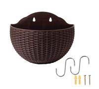 Vaso Da Fiori Da Appendere A Parete,Vasi Per Piante Da Esterno,Fioriera Da Parete Per Piante Da Esterno,fiori In Finto Rattan, Semicerchio Da Appendere All'aperto Con Foro Di Drenaggio E Ganci