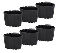 KOTARBAU® Set di 6 vasi da fiori da appendere, 20 x 14 cm, altezza: 13 cm, colore antracite, vaso in plastica, per esterni, fioriera da balcone