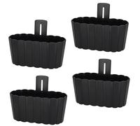 KOTARBAU® Set di 4 fioriere da balcone - Fioriera da parete - Vaso da fiori - 28 x 14 cm H 13 cm antracite - Fioriera da parete - Vaso da fiori sospeso - Vaso da fiori - Vaso sospeso - Plastica