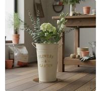 Vaso Da Fiori Da Terra, Stile Rustico, Decorativo, In Metallo, Secchiello Per