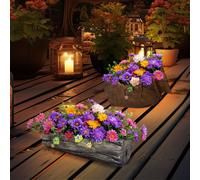 Vaso da Fiori Esterni Lampada Solare LED Tronco Albero Antico Giardino 2er Set