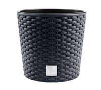 Vaso da fiori fioriera effetto rattan sopravaso fioriera rotonda 40 cm antracite