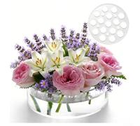 Vaso da fiori in acrilico a prova di perdite, 16 fori grandi, 5 piccoli fori verso il basso, coperchio di sollevamento, facile ricarica dell'acqua, disposizione dello stelo spesso, centrotavola