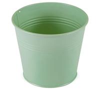 Vaso da fiori in metallo verde, 16 cm x 15 cm, come vaso per orchidee, vaso per piante, vaso per erbe, vaso per bonsai e accessori per piante, vaso decorativo per balcone e davanzale