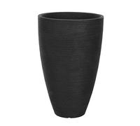 Vaso da fiori in plastica, colore antracite, rotondo, design scanalato, 60 x 39 cm