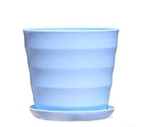 Vaso da fiori in plastica ottimizzato per il drenaggio per esporre piante da interni, supporta una crescita sana e una continuità visiva (blu)