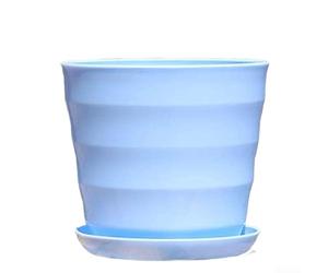 Vaso da fiori in plastica ottimizzato per il drenaggio per esporre piante da interni, supporta una crescita sana e una continuità visiva (blu)