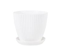 Vaso da Fiori in plastica Vaso for Piante succulente con Vassoio Aneto Verde Rotondo a Doppio Strato Piccolo Vaso da Fiori Decorazione Desktop for Ufficio Domestico(White,M)