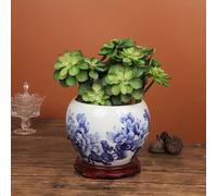 Vaso da Fiori in Porcellana Bianca e Blu Piccole Piante succulente Mini Piante grasse Vive Decorazione Asiatica Fioriera in Ceramica Vaso da Giardinaggio succulento Fioriera in Ceramica Cinese Vasi