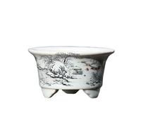Vaso da fiori in porcellana blu e bianca, vaso in ceramica cinese for piccole piante, centrotavola con stampa floreale, contenitore for bonsai, for interni, scrivania e decorazioni for balconi(White)