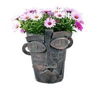 Vaso da fiori in resina con testa astratta, interessante vaso artistico con foro di drenaggio, decorazione divertente per interni ed esterni, per soggiorno, dormitorio, ufficio, casa e giardino