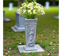 Vaso da fiori in resina per cimitero con punta lunga per stabilità elegante vaso commemorativo con drenaggio, adatto per tombe, giardini e prati decorazione