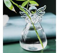 Vaso da fiori in vetro da 5 x 9 cm, a forma di angelo, vaso da appendere, contenitore idroponico, contenitore trasparente per piante da fiori, vaso da appendere, decorazione per matrimoni, ornamenti
