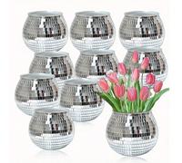 Vaso da fiori in vetro elegante e a specchio, vaso fioraio in vetro a mosaico con riflessi, adatto per decorazioni per la casa, accessori per il giardino, decorazioni interne ed esterne Policloruri di