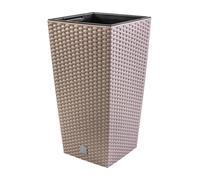 Vaso da fiori + inserto fioriera effetto rattan RATO SQUARE DRTS225 Mocca
