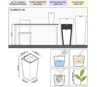 Vaso da fiori - LEC - Cubico Premium 40 - Rosso - Con riserva dacqua - Kit completo