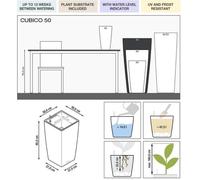 Vaso da fiori - LEC - Cubico Premium 50 - argento metallizzato - resistente alle intemperie