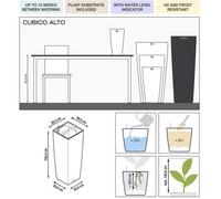 LECHUZA CUBICO Alto Premium 40 argento metallizzato 18238
