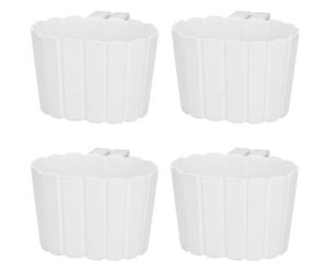 Vaso da fiori per balcone con manico sospeso, bianco, 20 cm, 4 pezzi