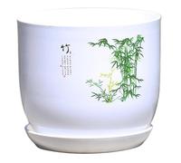 Vaso da Fiori per Piante da Interno 8, 7x7, 9x5, 9'' Vaso da Fiori Cinese con sottovaso e Foro di drenaggio da in Resina con Motivo Delicato per la casa Stile 2