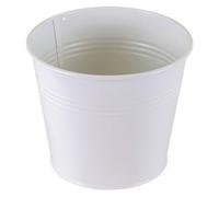 Vaso da fiori piccolo in metallo bianco 14 cm x 13 cm - Vaso per orchidee, vaso per piante, vaso per erbe, vaso per bonsai e accessori per piante - Vaso per fiori per il balcone e il davanzale della