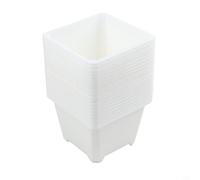 Vaso da fiori quadrato in plastica per balcone, patio, uso esterno, con fori di drenaggio, design impilabile, per giardinaggio urbano, piccole piante spaziali (bianco)