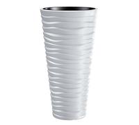 Vaso da fiori rotondo, alto - Sand Slim - 29,5 cm - Bianco -
