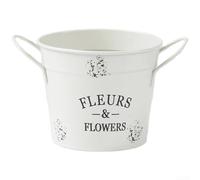 Vaso da fiori rotondo in ferro vintage, resistente alle intemperie, con design salvaspazio per ringhiera del balcone, espositore per piante grasse e decorazione per la casa e il giardino (bianco crema