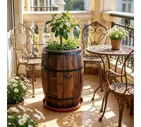 Vaso da fiori rotondo in legno, resistente alle intemperie, per interni ed esterni, ideale per casa, patio, giardino, cortile (40 x 30 x 35 cm)