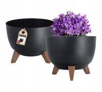 Vaso da fiori rotondo KADAX, 29 cm, colore nero, confezione da 2