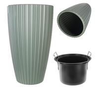 KADAX Vaso rotondo per fiori decorativo con inserto interno, vaso in plastica, per interni ed esterni (verde)