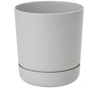 Vaso da fiori rotondo Satina 20 con sottovaso | Platino
