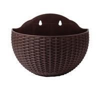 Vaso Da Fiori Sospeso A Parete In Finto Rattan - Vasi Da Fiori Da Appendere Alla Parete, In Plastica | Vaso Da Fiori Creativo A Semicerchio | Portapiante Gancio Per Balcone Recinto Fioriere A Muro