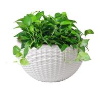 Vaso Da Fiori Sospeso A Parete In Finto Rattan - Vasi Da Fiori Da Appendere Alla Parete, In Plastica | Vaso Da Fiori Creativo A Semicerchio | Portapiante Gancio Per Balcone Recinto Fioriere A Muro