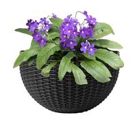 Vaso Da Fiori Sospeso A Parete In Finto Rattan - Vasi Da Fiori Da Appendere Alla Parete, In Plastica | Vaso Da Fiori Creativo A Semicerchio | Portapiante Gancio Per Balcone Recinto Fioriere A Muro