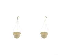 Vaso da fiori sospeso in plastica con gancio per balcone e giardino, cestino per piante bianco per montaggio a parete o soffitto, design salvaspazio per interni ed esterni (2 pezzi)