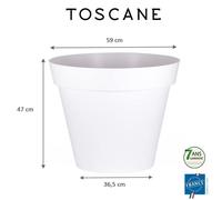 Eda Plastique Vaso Da Fiori Tondo Eda Toscano - Ø 60 X H 47 Cm - 76 L - Bianco S